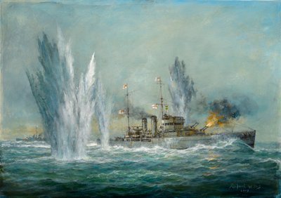HMS Exeter engageant le Graf Spree à la bataille du Rio de la Plata, 2009 - Richard Willis