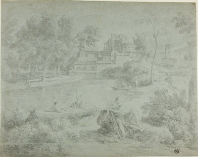 Paysage italianisant avec baigneurs - Richard Wilson
