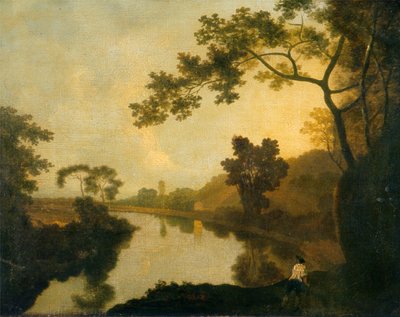 Vue de rivière avec des figures sur la rive, vers 1760 - Richard Wilson