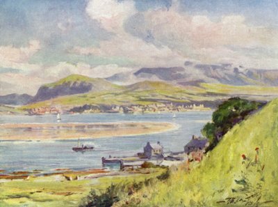 Carnarvon, depuis Anglesey - Robert (after) Fowler