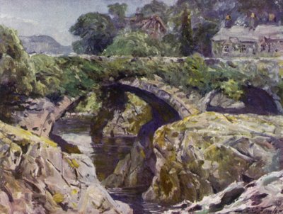 Le vieux pont, Bettws-y-Coed (lithographie en couleur) - Robert (after) Fowler