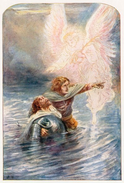 Christian et Hopeful traversent la rivière (lithographie couleur) - Robert Ambrose (after) Dudley