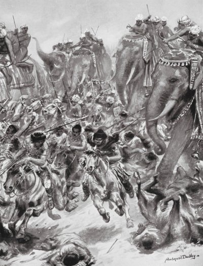 La défaite des Ephthalites, ou Huns Blancs, 528 après J.-C. - Robert Ambrose Dudley