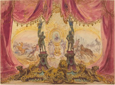 Décor de scène avec peintures et statues - Robert Caney