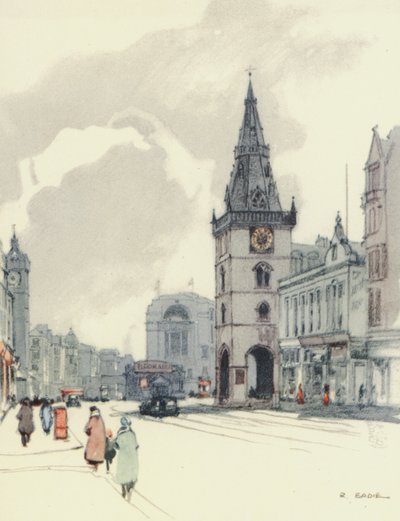 Glasgow : The Tolbooth and the Tron Steeple (lithographie couleur) - Robert Eadie