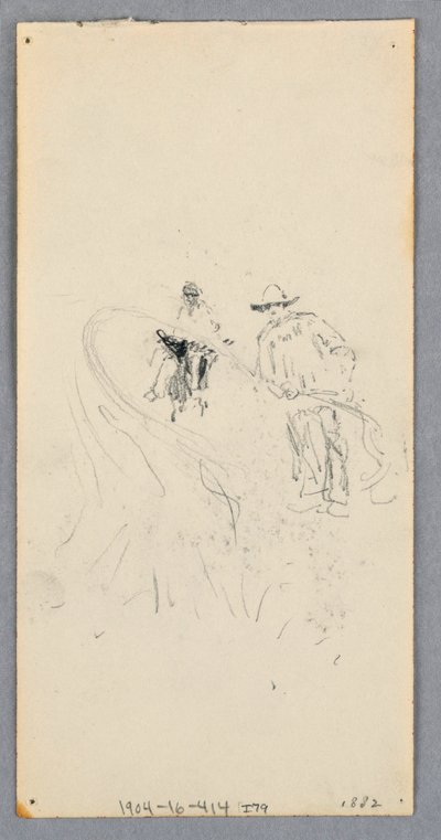 Dessin, Mur extérieur : Baie, balcon et corniche (recto) ; deux personnages et lignes non identifiées (verso), 1882 - Robert Frederick Blum