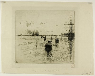 Lagune avec vapeurs et gondoles, Venise - Robert Frederick Blum
