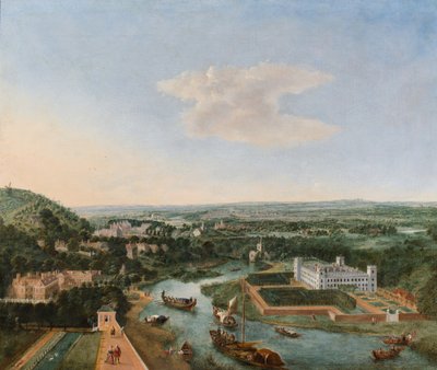Une perspective de Syon avec des barges sur la Tamise (huile sur toile) - Robert Griffier