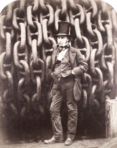 Isambard Kingdom Brunel, debout devant les chaînes de lancement du 