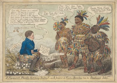 Un caniche favori couvant de la volaille !! - ou Un cadeau de culottes en plumes des îles Sandwich - Robert Isaac Cruikshank