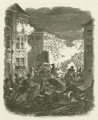 Combats à une barricade devant l