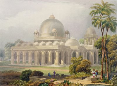 Le Roza à Mehmoodabad à Guzerat, ou le Tombeau du Vizir du Sultan Mehmood, du Volume II de Scenery, Costumes and Architecture of India, gravé par John Willis et Charles B - Robert Melville Grindlay