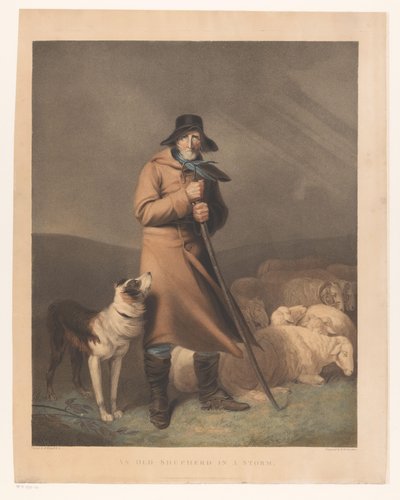Berger avec son chien et ses moutons - Robert Mitchell Meadows