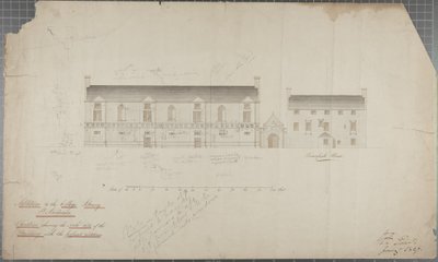 Dessin architectural de la bibliothèque universitaire, 1827 - Robert Payton Reid