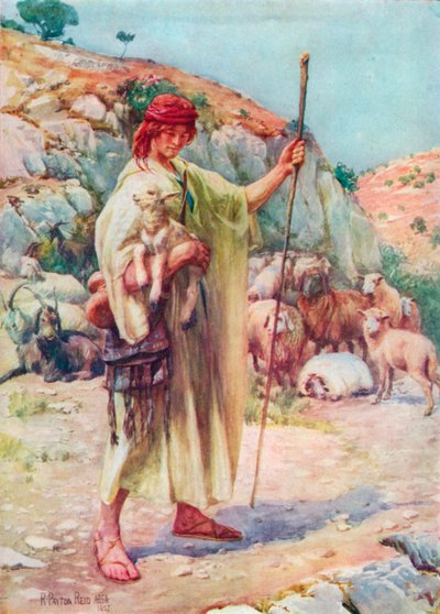David le berger (lithographie couleur) - Robert Payton Reid