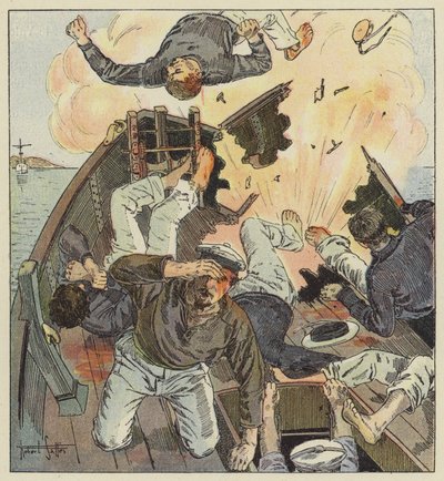 La chaloupe commandée par le lieutenant Pell est détruite par une torpille - Robert Salles