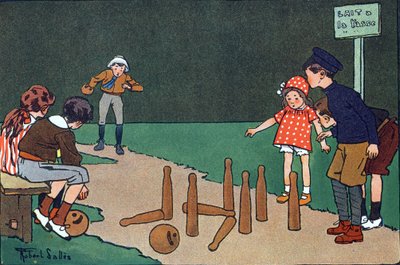 La piste de bowling. Gravure dans « Que jouons-nous ? » par E. Weber avec des dessins aquarellés de Robert Salles (1871-1929). Librairie Garnier Frères, Paris - Robert Salles