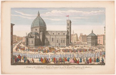 Vue de la cathédrale de Florence avec une procession le jour du Sacrement (Florence) - Robert Sayer
