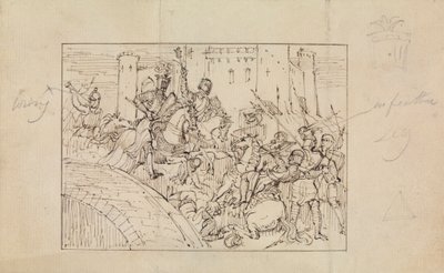 Étude de chevaliers en armure en bataille avec des chevaux - Robert Smirke