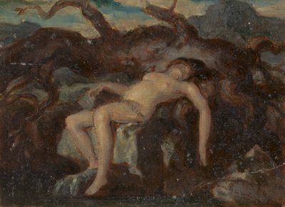Femme dormant nue dans un paysage boisé - Robert Smirke