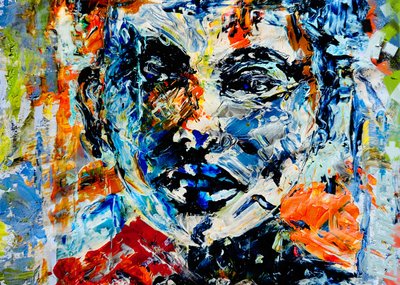 Portrait abstrait aux couleurs vives - Robert Thirtle