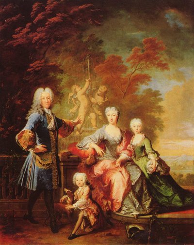 French : Portrait de Ferdinand Adolf, comte de Plettenberg et de sa famille Portrait of Count Ferdinand von Plettenberg with his Family - Robert Tournieres