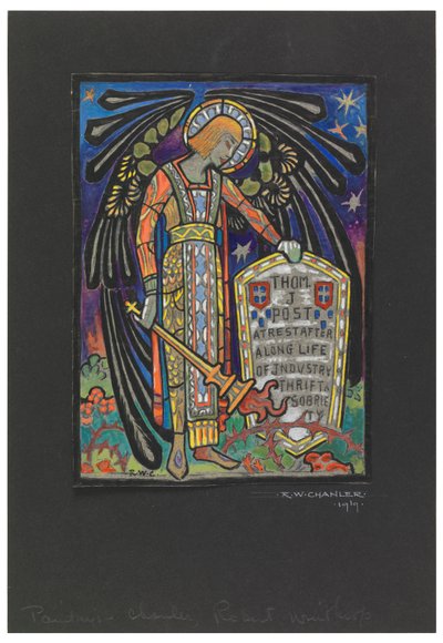 Conception pour une fenêtre commémorative en vitrail pour Thomas J. Post - Robert Winthrop Chanler