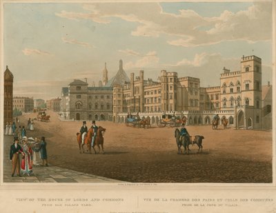 Vue des Chambres des Lords et des Communes depuis Old Palace Yard - Robert the Elder and Younger Havell