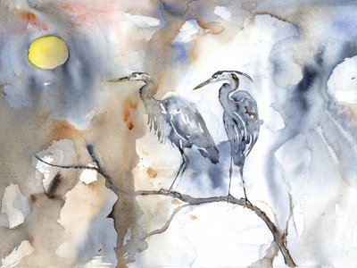 Hérons au clair de lune - RodMacIver
