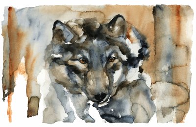 Aquarelle « Loup sauvage » - RodMacIver