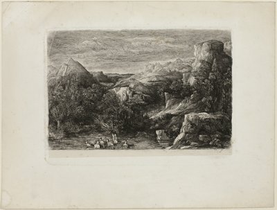 Baigneurs dans une piscine de montagne - Rodolphe Bresdin