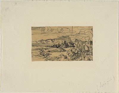Cathédrale et village sur un lac - Rodolphe Bresdin