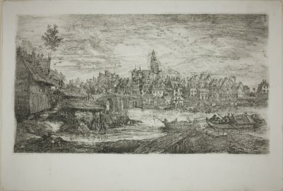 Ville avec Pont de Pierre - Rodolphe Bresdin