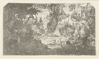 Paysage avec voyageurs au repos - Rodolphe Bresdin