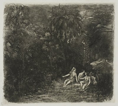 Les baigneurs sous les palmiers - Rodolphe Bresdin