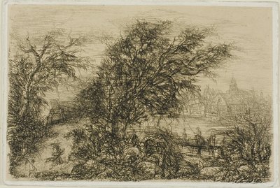 Arbres se courbant sous le vent - Rodolphe Bresdin