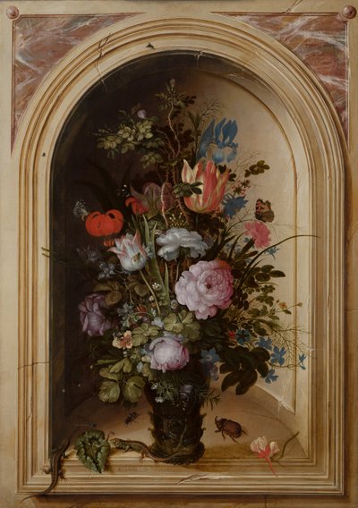 Vase de fleurs dans une niche en pierre, 1615 - Roelandt Jacobsz. Savery