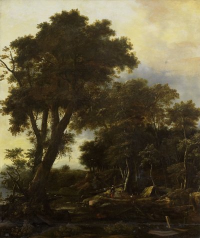 Paysage forestier avec abri de fortune - Roelant Roghman