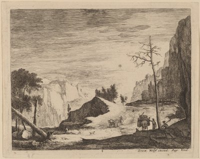 Paysage montagneux avec une charrette: pl.8 - Roelant Roghman and Melchior Küsel