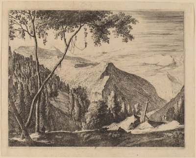 Paysage rocheux avec croix: pl.5 - Roelant Roghman and Melchior Küsel