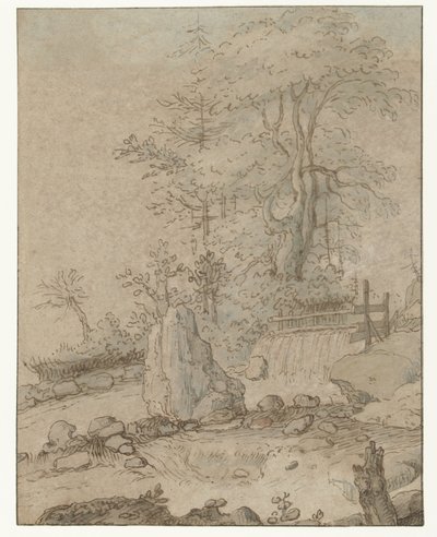 Paysage rocheux avec cascade - Roelant Savery