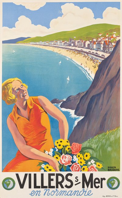 Affiche publicitaire pour Villers-sur-Mer, vers 1930 (lithographie en couleurs) - Roger Broders