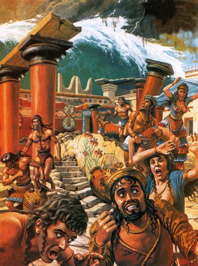 Un raz-de-marée dévastant une ville de Crète au 15e siècle avant J.-C. - Roger Payne