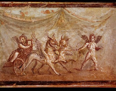 Cupidons jouant avec des hippogriffes (fresque) - Roman