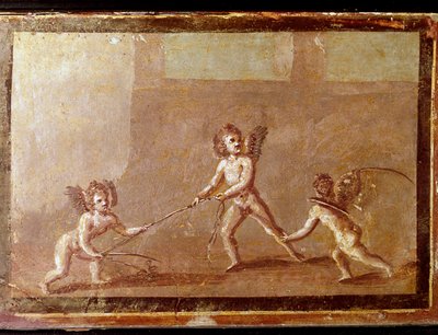 Cupidons jouant avec une corde (fresque) - Roman