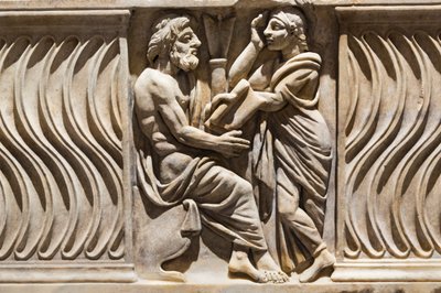 Décoration sur un sarcophage, image d