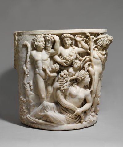 Détail de sarcophage en marbre avec le Triomphe de Dionysos et les Saisons, c.260-270 après J.-C. (marbre) - Roman