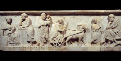 Fragment du sarcophage de Marcus Cornelius Statius Vers 150 après J.-C. - Rome antique : Face d