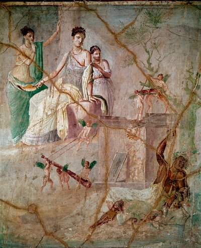 Héraclès et Omphale (fresque romaine du 3e style pompéien de Pompéi) - Roman