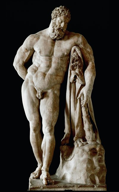 Hercule Farnèse Colossale sculpture en marbre de Glycon des thermes de Caracalla à Rome d